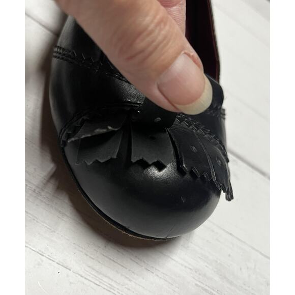 Max Studio Shoes Womens Size 9M Black Red Leather Slingback Heels Loafer Style - Picture 8 of 11